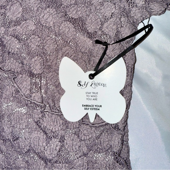 Self Esteem Women’s Purple L/S Lace Button-Up Shirt Top Chic Feminine - Picture 11 of 15